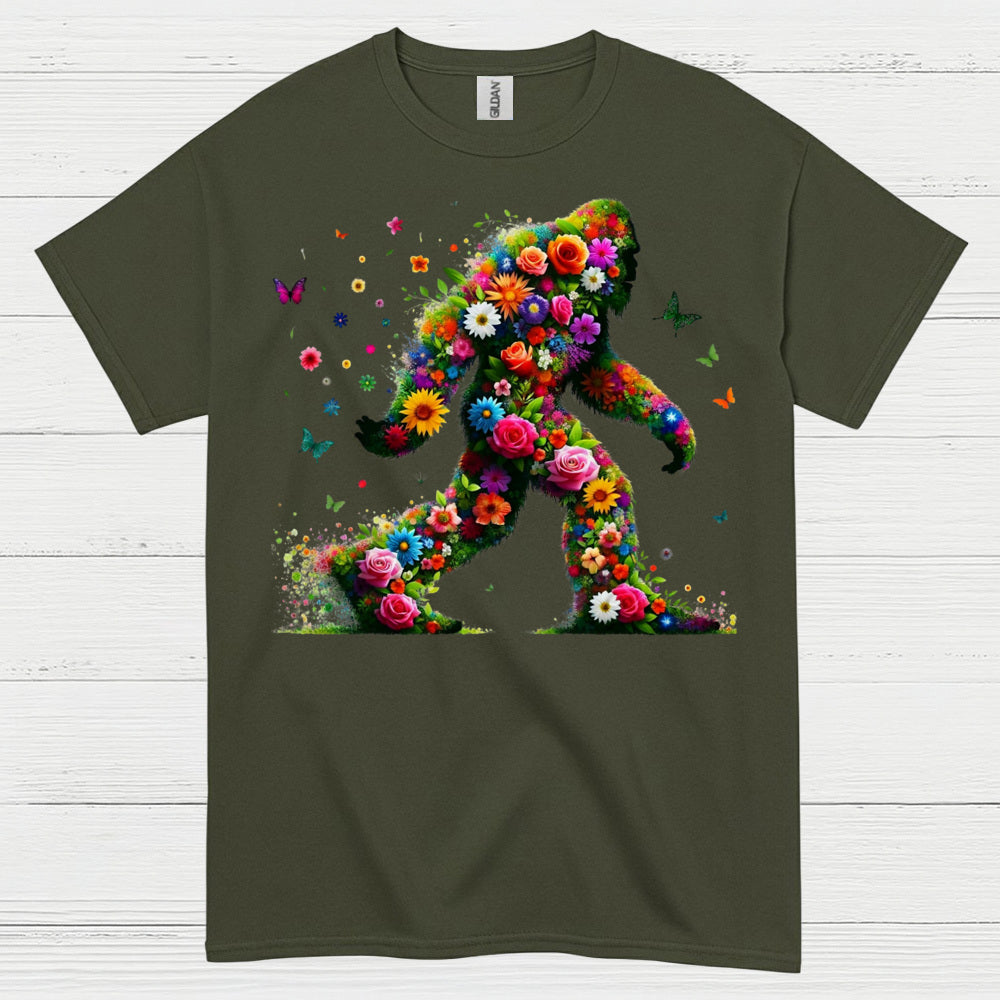 Floral Bigfoot Art T Shirt