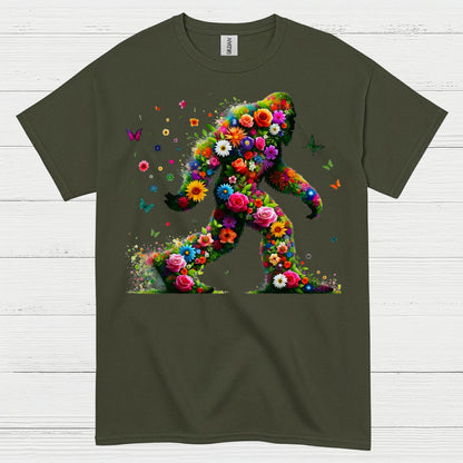 Floral Bigfoot Art T Shirt