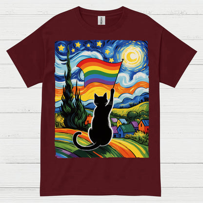 Rainbow Cat Art Pride T Shirt