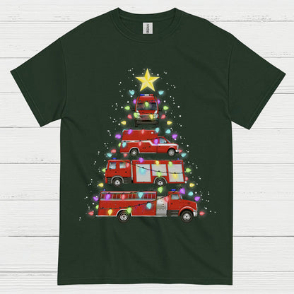 Fire Truck Christmas Tree Lights T Shirt