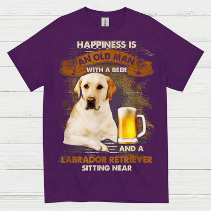 Happiness Is An Old Man With A Labrador T Shirt