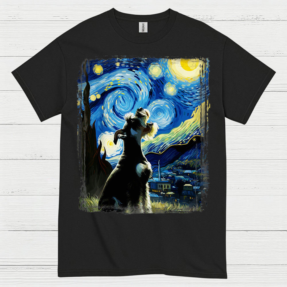 Starry Night Schnauzer Art Dog Lover T Shirt