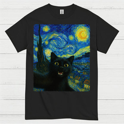 Playful Black Cat Art T Shirt