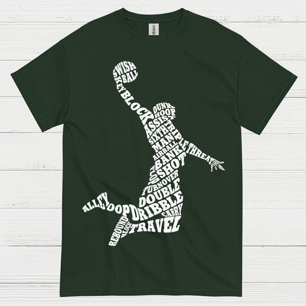 Basketball Word Art Dunk Silhouette T Shirt