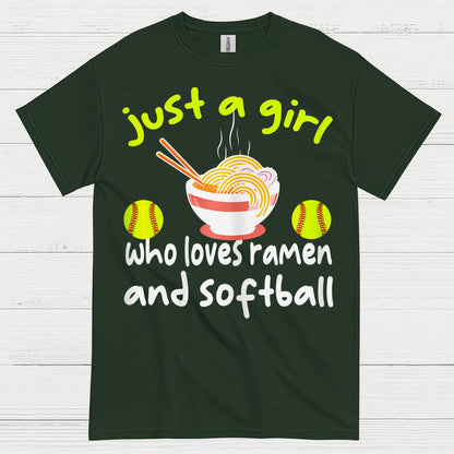 Just A Girl Who Loves Ramen And Softball T Shirt