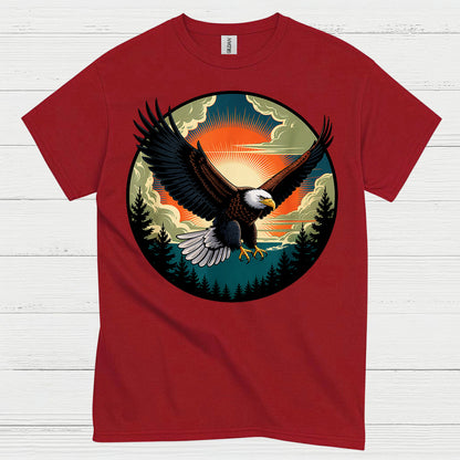 Vintage Bald Eagle Sunset Wilderness Freedom T Shirt