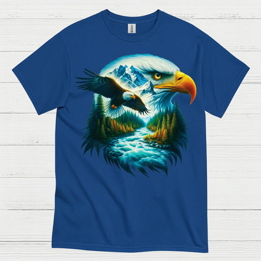 Majestic Bald Eagle Mountain River Wilderness T Shirt
