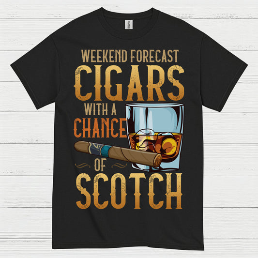 Weekend Forecast Cigars And Scotch T Shirt