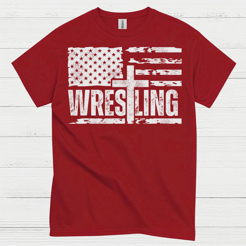 Wrestling American Flag T Shirt
