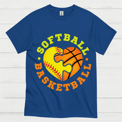 Softball Basketball Heart Puzzle T Shirt