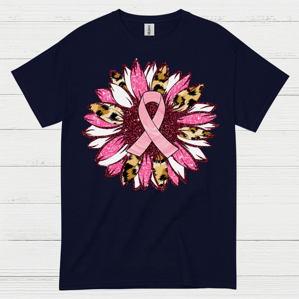 Breast Cancer Ribbon Floral Art T Shirt