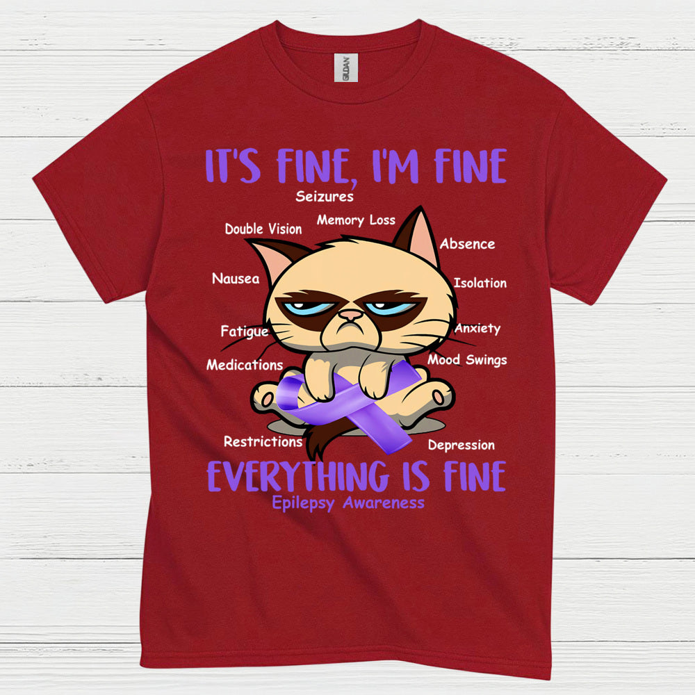 Its Fine Im Fine Epilepsy Cat T Shirt