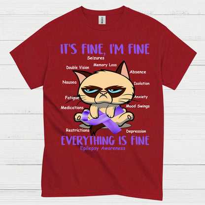Its Fine Im Fine Epilepsy Cat T Shirt