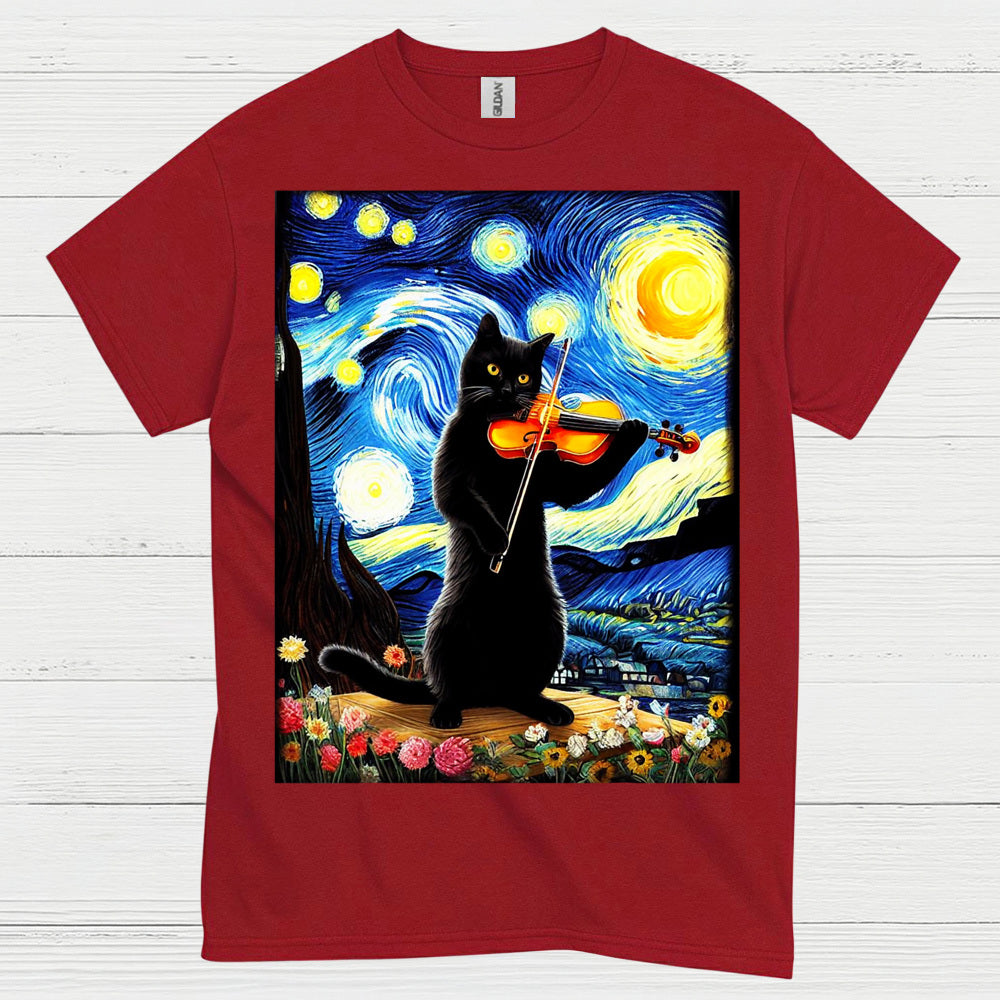 Artistic Cat Violin T Shirt