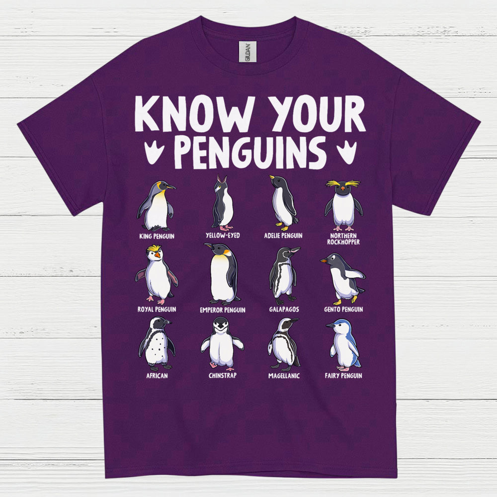 Know Your Penguins Educational Graphic T Shirt