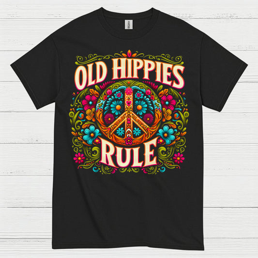Old Hippies Rule Peace Sign T Shirt
