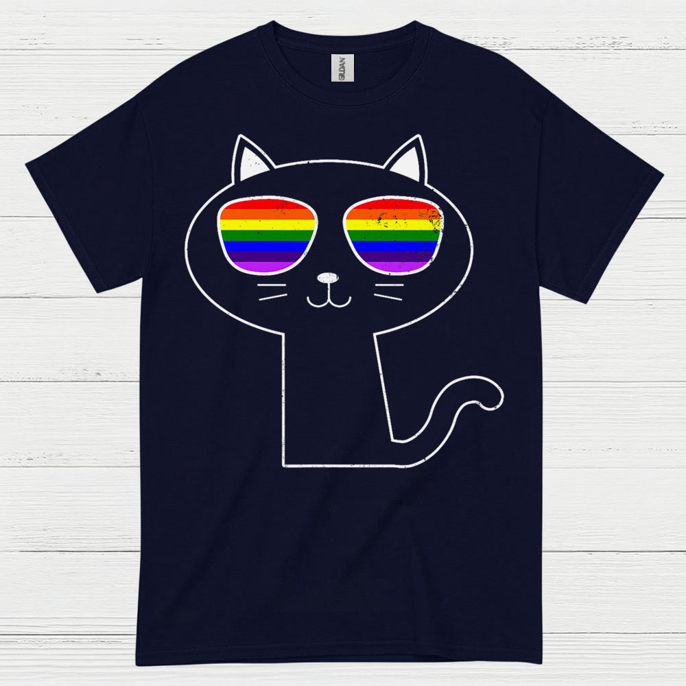 Rainbow Sunglasses Cat Pride T Shirt