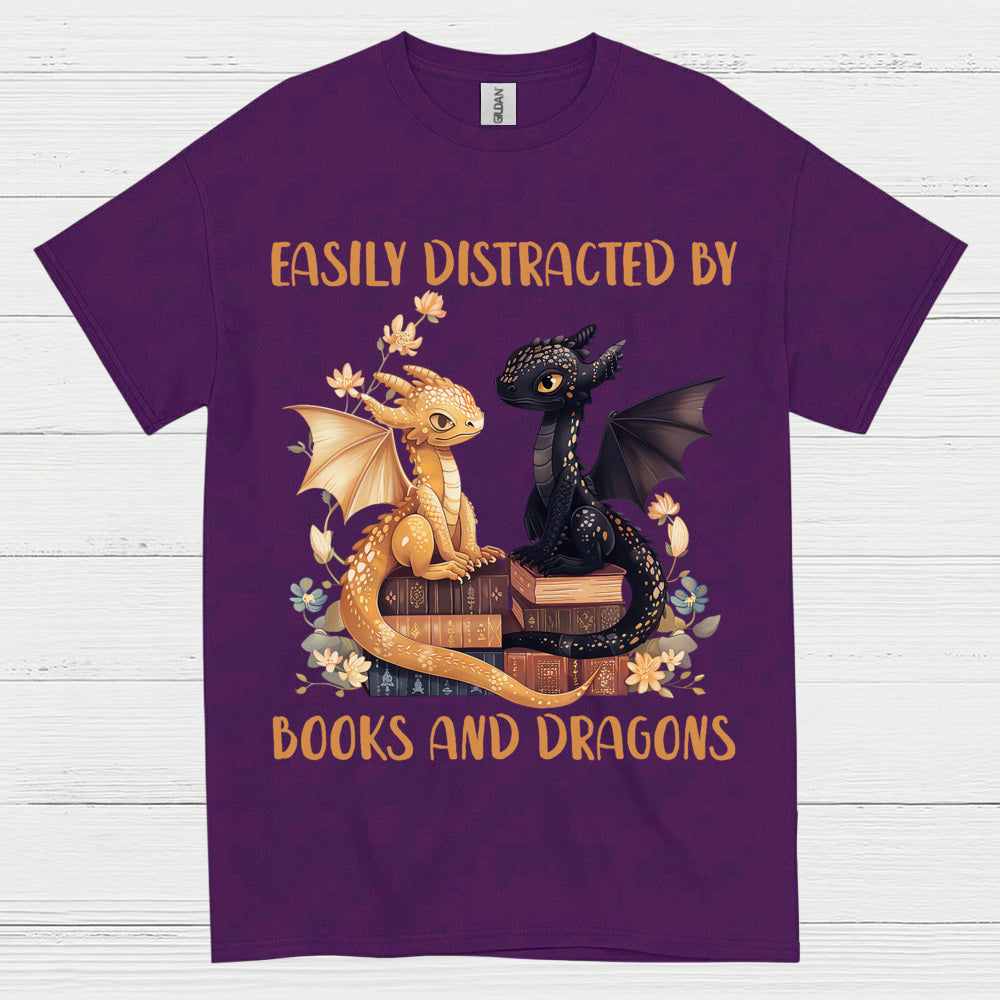 Easily Distracted By Books And Dragons T Shirt