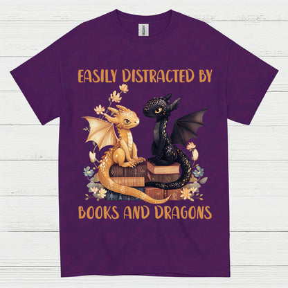 Easily Distracted By Books And Dragons T Shirt