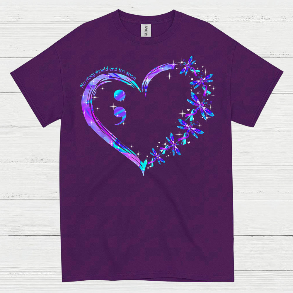 Semicolon Heart Butterfly Awareness T Shirt