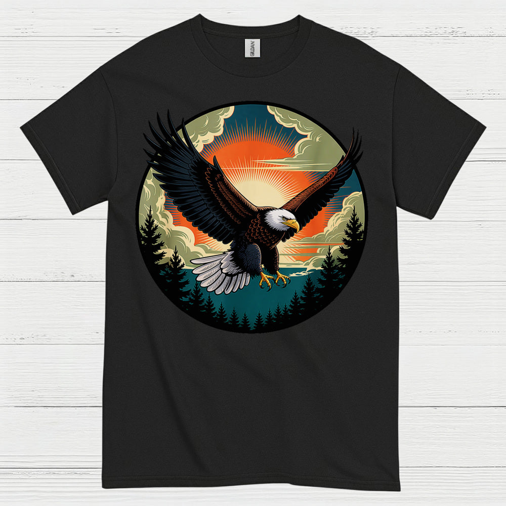 Vintage Bald Eagle Sunset Wilderness Freedom T Shirt