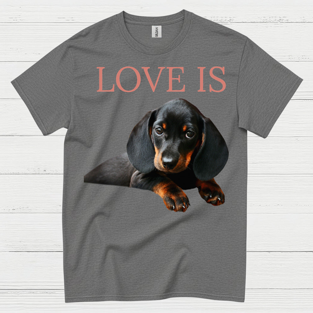 Love Is Black And Tan Dachshund Puppy T Shirt