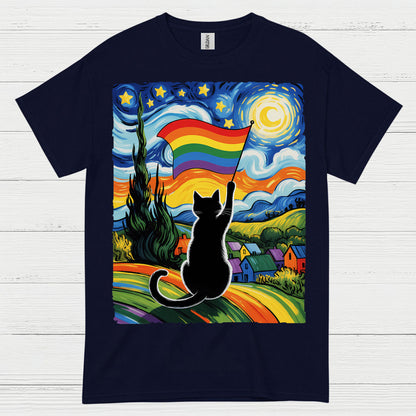 Rainbow Cat Art Pride T Shirt