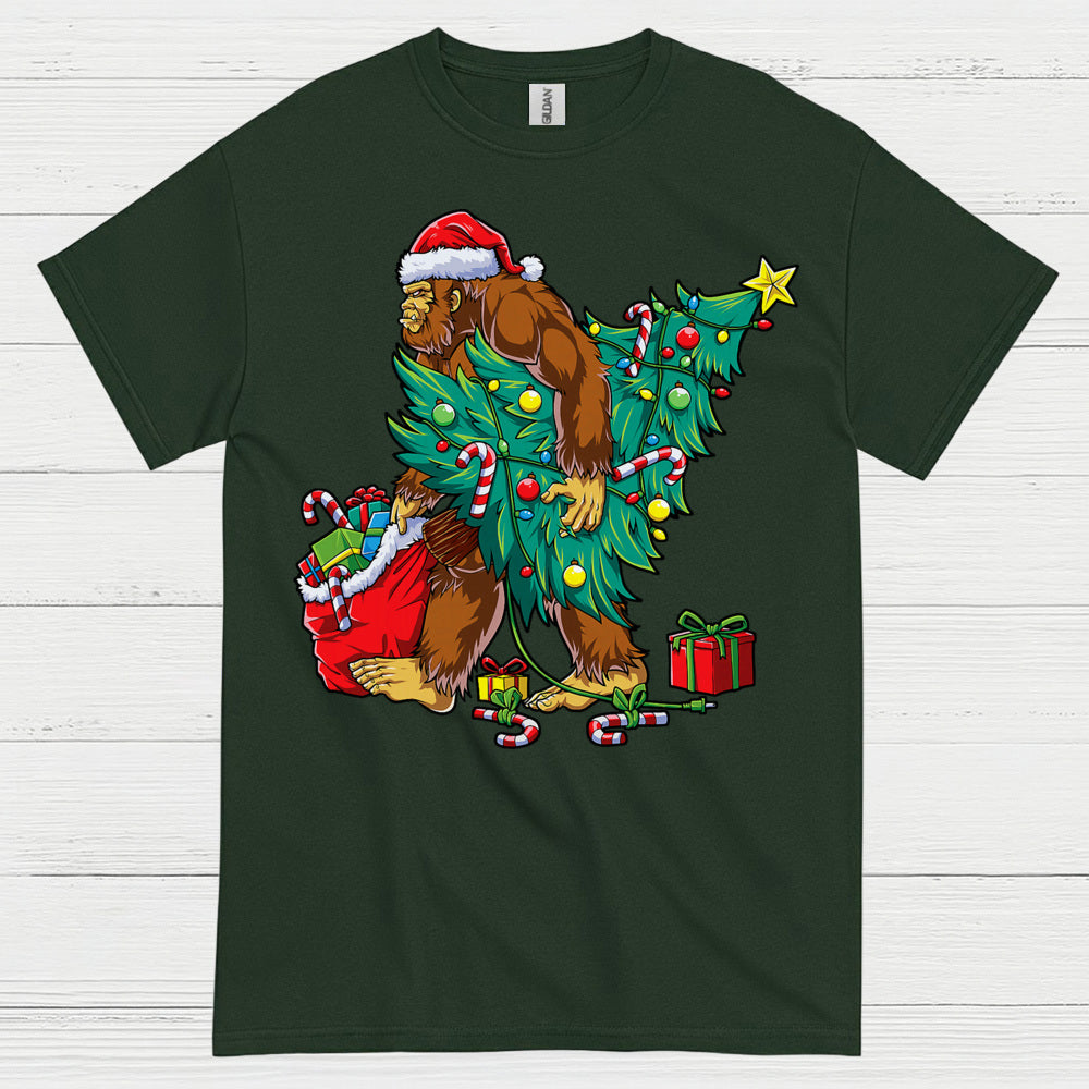 Funny Bigfoot Christmas Tree T Shirt