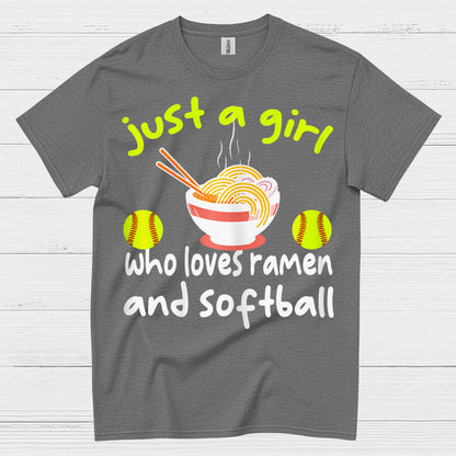 Just A Girl Who Loves Ramen And Softball T Shirt