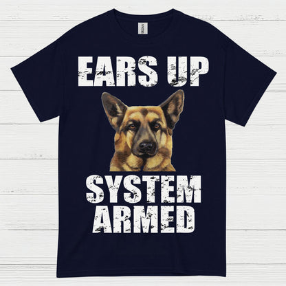 Ears Up System Armed German Shepherd T Shirt