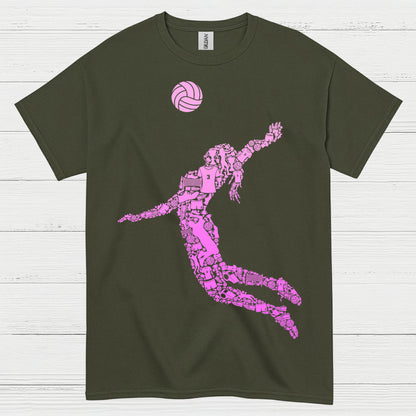 Pink Volleyball Player Silhouette T Shirt