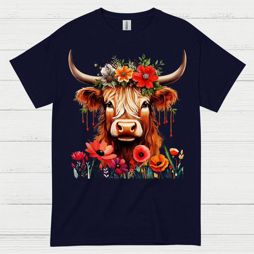 Floral Boho Cow T Shirt