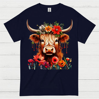 Floral Boho Cow T Shirt