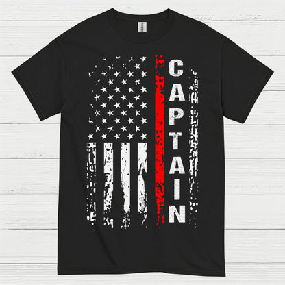 Firefighter Captain Thin Red Line Flag T Shirt