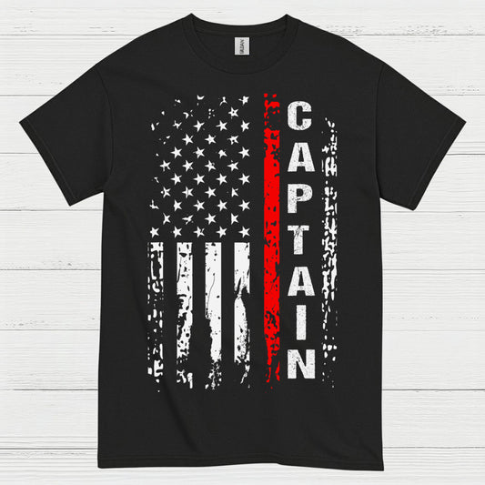 Firefighter Captain Thin Red Line Flag T Shirt