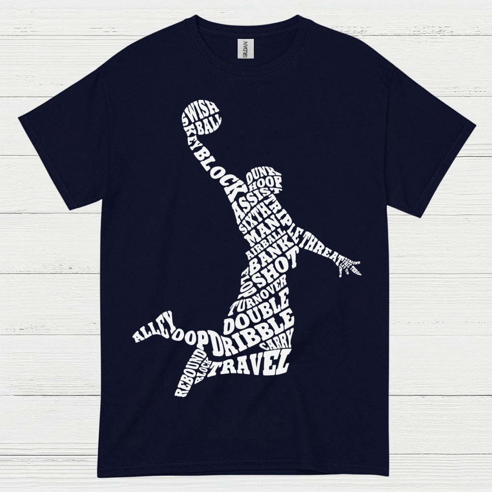 Basketball Word Art Dunk Silhouette T Shirt