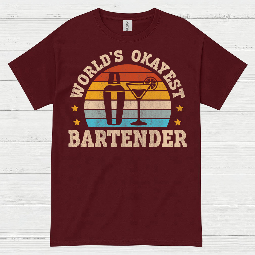 Worlds Okayest Bartender Vintage T Shirt
