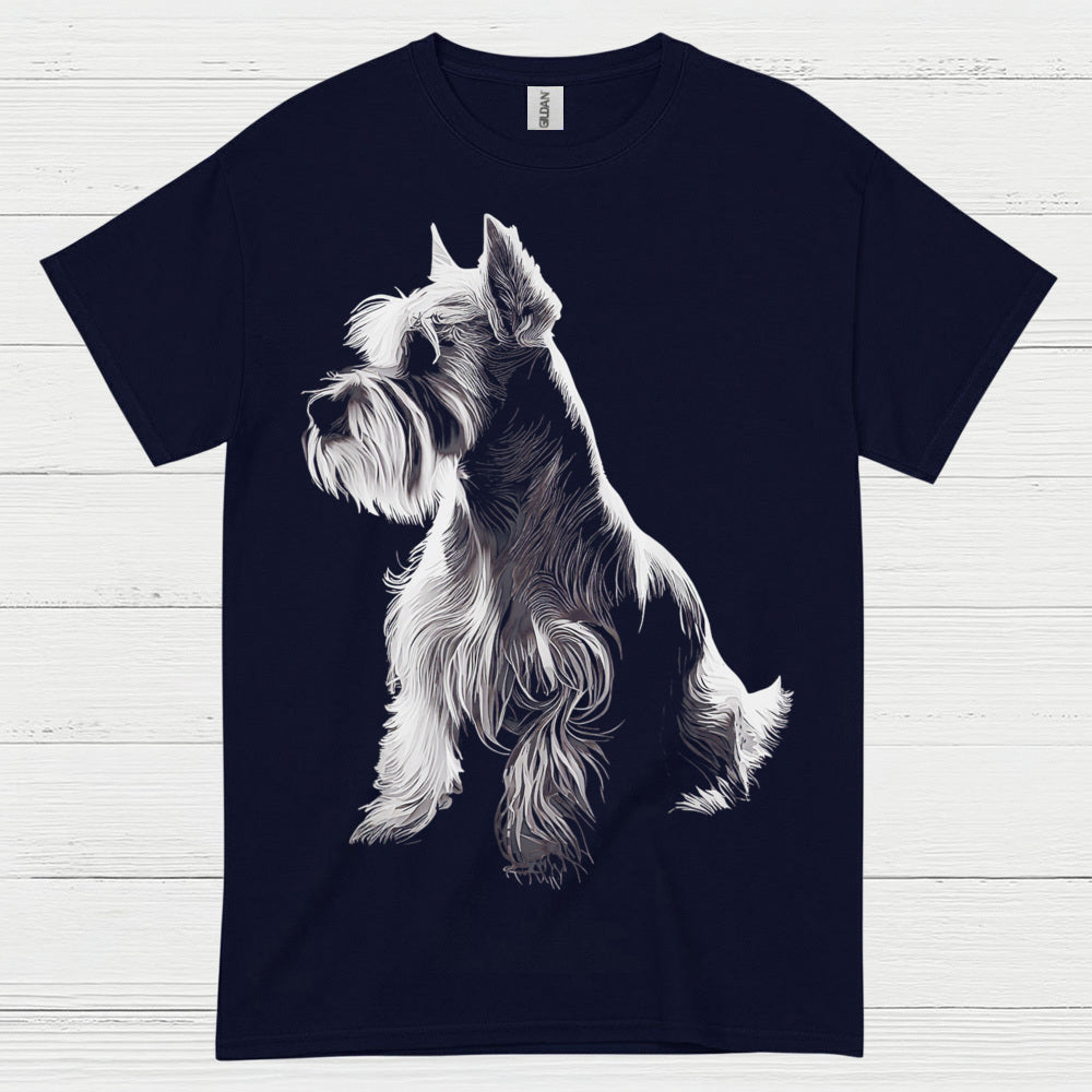 Miniature Schnauzer Silhouette Art T Shirt Elegant Dog Lover Shirt
