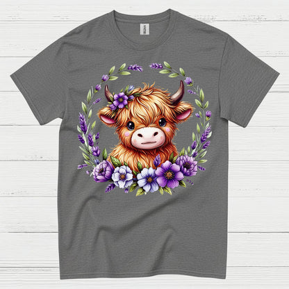 Floral Highland Cow T Shirt