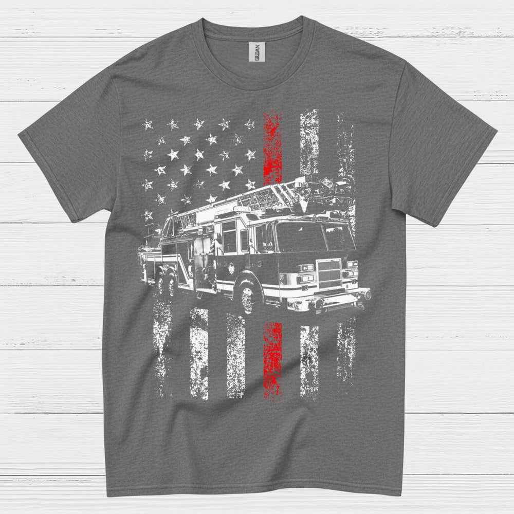 Firefighter Flag Fire Truck T Shirt