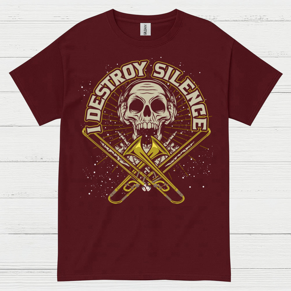 Destroy Silence Trombone Skull T Shirt