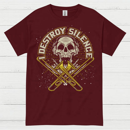 Destroy Silence Trombone Skull T Shirt