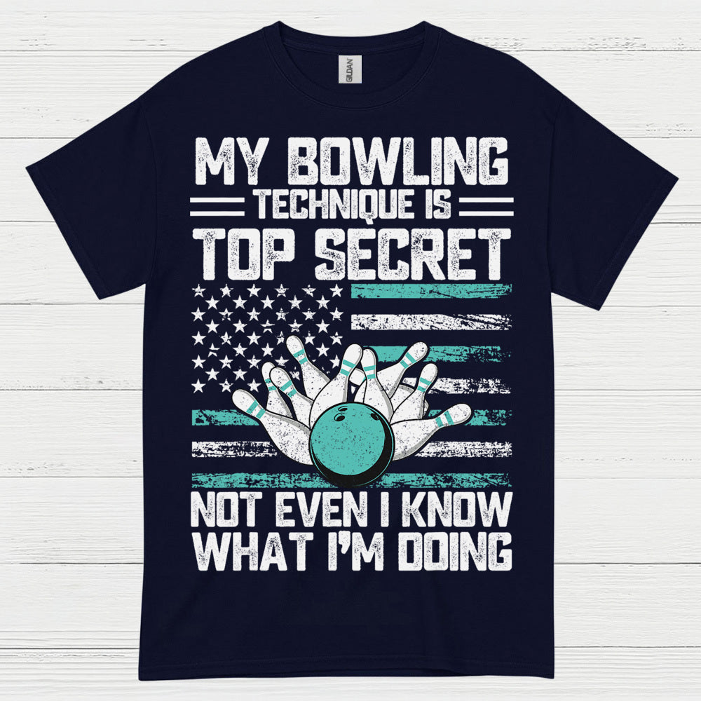 Top Secret Bowling American Flag T Shirt
