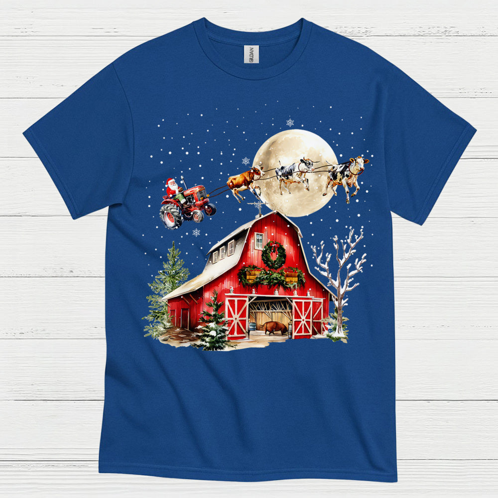 Christmas Farm Santa Tractor T Shirt
