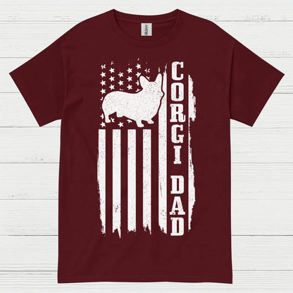 Corgi Dad American Flag T Shirt