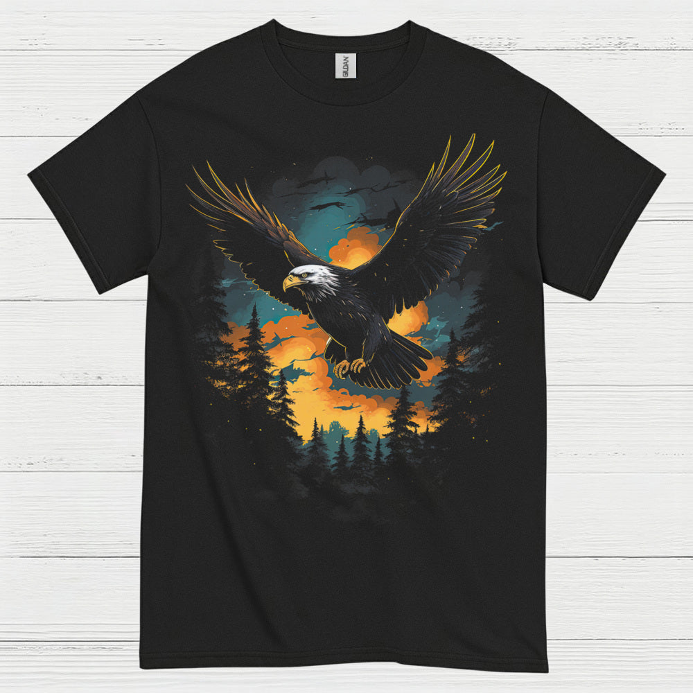 Bald Eagle Sunset Forest Freedom Wilderness T Shirt