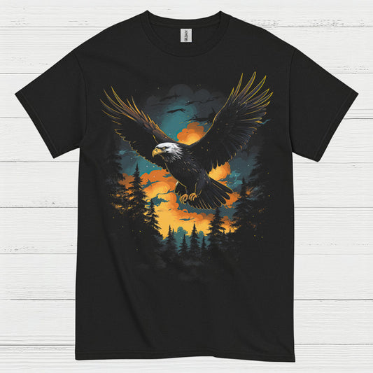 Bald Eagle Sunset Forest Freedom Wilderness T Shirt