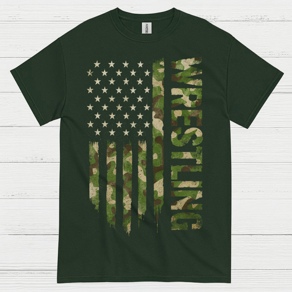 Wrestling American Flag Camo Pride T Shirt
