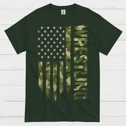 Wrestling American Flag Camo Pride T Shirt