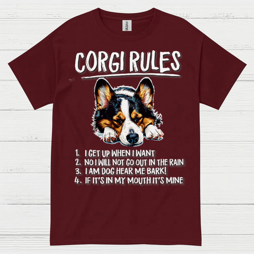 Corgi Rules Funny Dog T Shirt